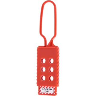 RS PRO Red 6-Lock Nylon Lockout Electrical Hasp 9.5 mm Shackle Diameter 80 mm Length 862-5161