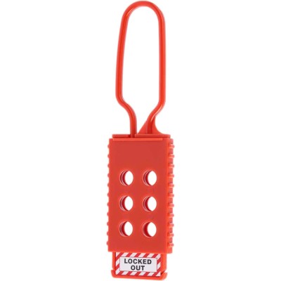 RS PRO Red 6-Lock Nylon Lockout Electrical Hasp 9.5 mm Shackle Diameter 80 mm Length 862-5161