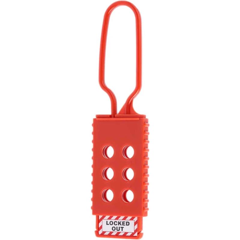 RS PRO Red 6-Lock Nylon Lockout Electrical Hasp 9.5 mm Shackle Diameter 80 mm Length 862-5161