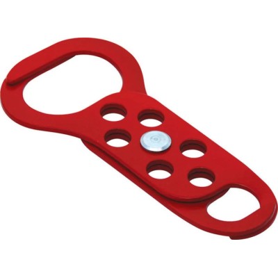 RS PRO Red Steel Lockout Hasp 6-Lock Capacity 9 mm Shackle Diameter 862-5152
