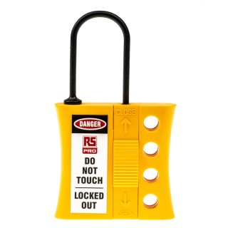 RS PRO Yellow Black 4-Lock Lockout Electrical Hasp Nylon ABS 7.25mm Shackle Diameter 862-5174