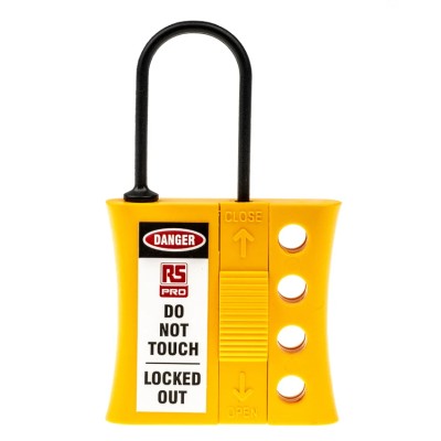 RS PRO Yellow Black 4-Lock Lockout Electrical Hasp Nylon ABS 7.25mm Shackle Diameter 862-5174