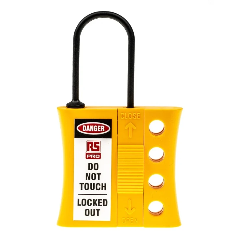 RS PRO Yellow Black 4-Lock Lockout Electrical Hasp Nylon ABS 7.25mm Shackle Diameter 862-5174