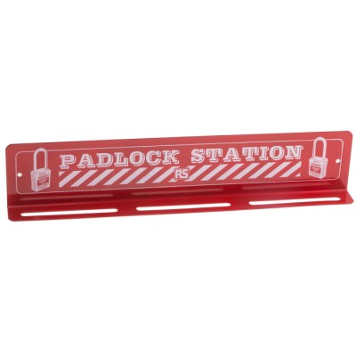 RS PRO 18 Padlock Lockout Station Polyvinyl Chloride Red 348mm x 75mm 862-5269