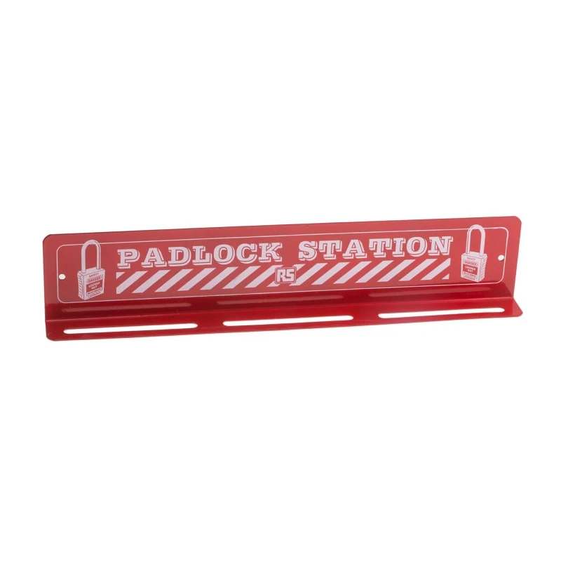 RS PRO 18 Padlock Lockout Station Polyvinyl Chloride Red 348mm x 75mm 862-5269