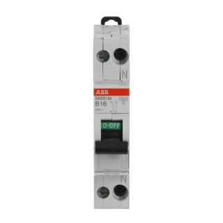 ABB SN201 Miniature Circuit Breaker, 1-Pole, 16A Current Rating, Type B Tripping, 400V AC, 10kA Breaking Capacity SN201