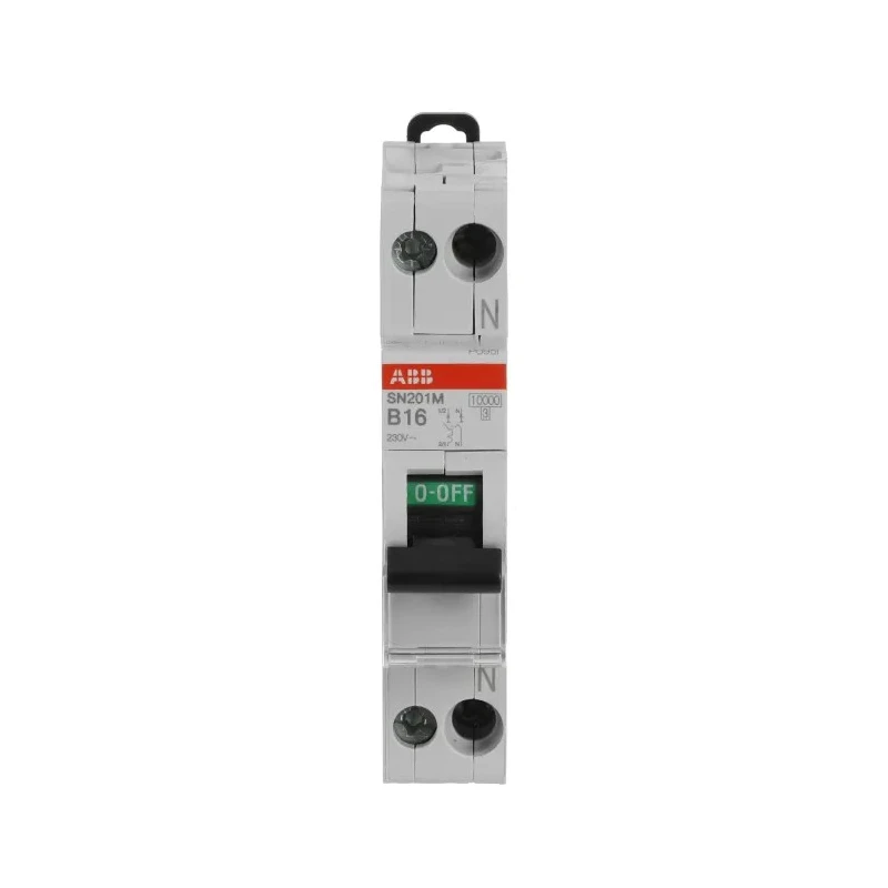 ABB SN201 Miniature Circuit Breaker, 1-Pole, 16A Current Rating, Type B Tripping, 400V AC, 10kA Breaking Capacity SN201