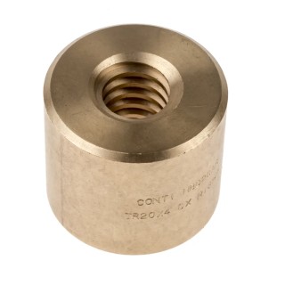 RS PRO 4 mm Cylindrical Nut for Lead Screw 20 mm, Bronze Material, Overall Length 40 mm 862-5363