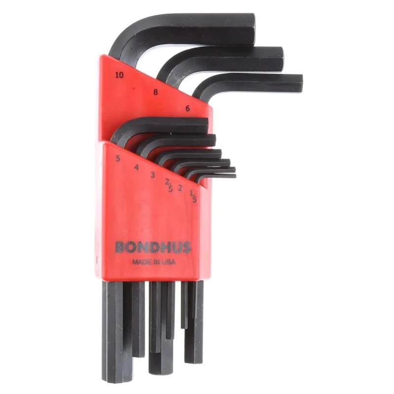 Bondhus 9 Piece L Metric Hex Key Set Hex Size 1.5 to 10 mm HLX9MS
