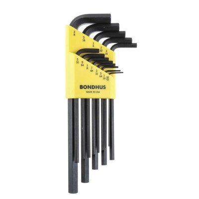 Bondhus 13 Piece L Imperial Hex Key Set, Hex Size 0.05 to 3/8 Inch, High Torque Steel Protanium HLX13L