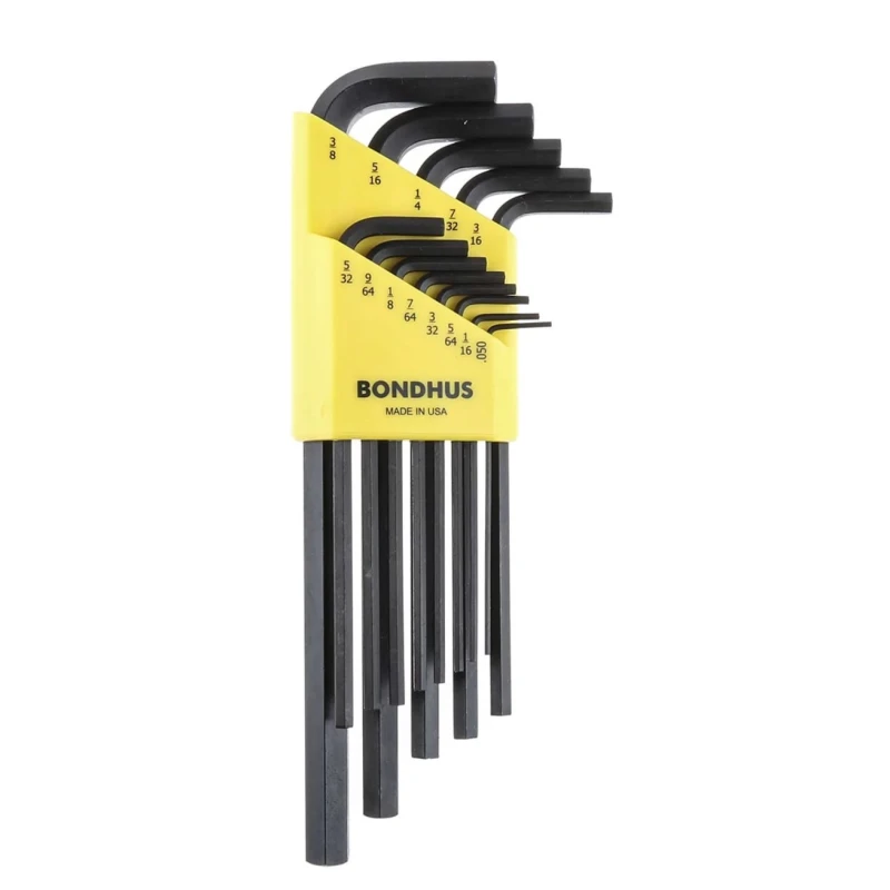Bondhus 13 Piece L Imperial Hex Key Set, Hex Size 0.05 to 3/8 Inch, High Torque Steel Protanium HLX13L