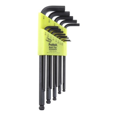 Bondhus 13 Piece L Imperial Hex Key Set with Hex Sizes 0.05 to 9.53 mm, ProHold Tip, ProGuard Finish PBLX13