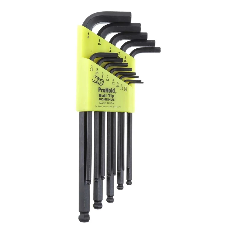 Bondhus 13 Piece L Imperial Hex Key Set with Hex Sizes 0.05 to 9.53 mm, ProHold Tip, ProGuard Finish PBLX13