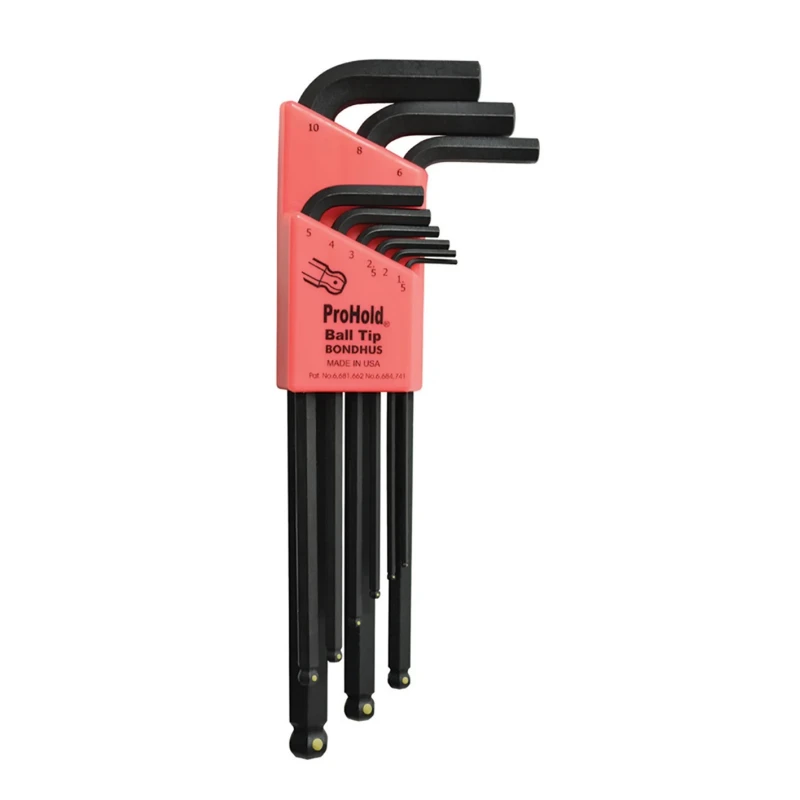 Bondhus 9 Piece L Metric Hex Key Set Hex Size 1.5 to 10 mm PBLX9MM