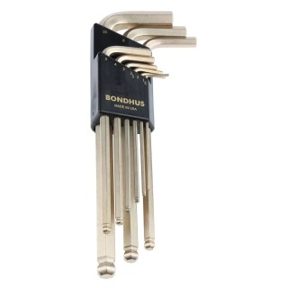Bondhus 9 Piece L Metric Hex Key Set, Hex Size 1.5 to 10 mm BLX9G
