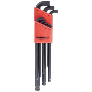 Bondhus 9 Piece L Metric Hex Key Set Steel Hex Ball End 1.5 to 10 mm SBLX9MM