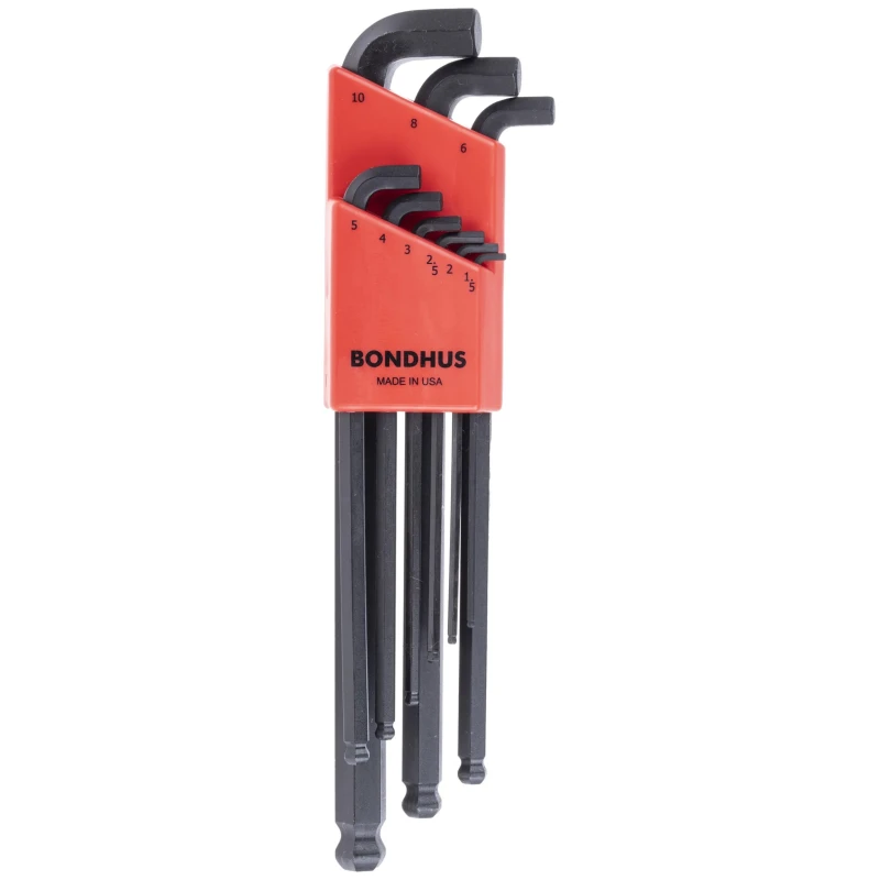 Bondhus 9 Piece L Metric Hex Key Set Steel Hex Ball End 1.5 to 10 mm SBLX9MM