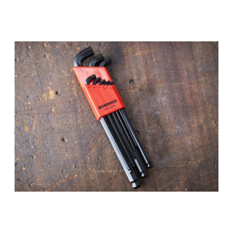 Bondhus 9 Piece L Metric Hex Key Set Steel Hex Ball End 1.5 to 10 mm SBLX9MM