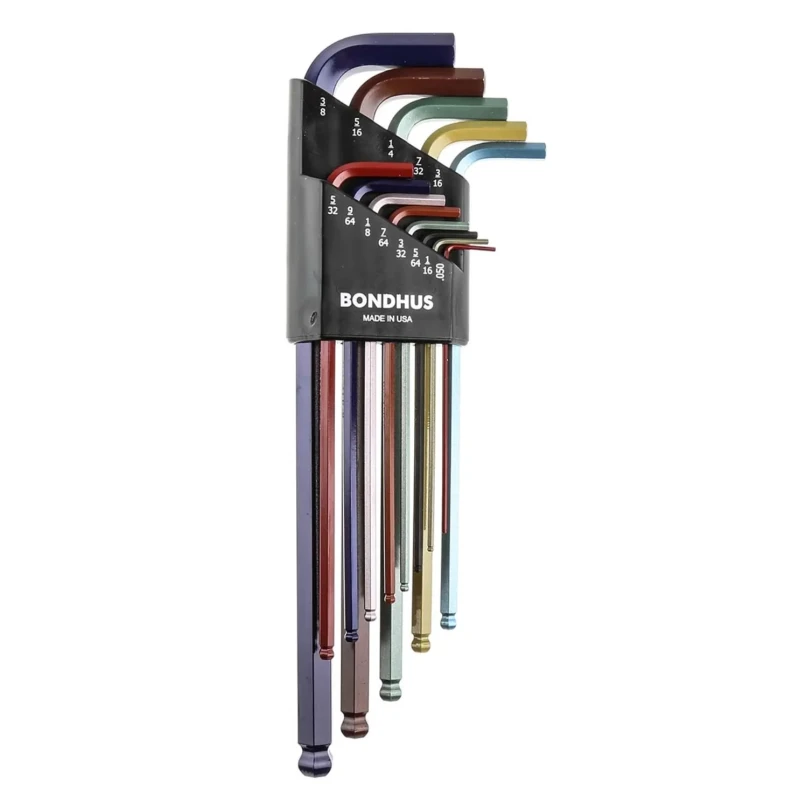 Bondhus 13 Piece L Imperial Hex Key Set, Hex Size 0.05 to 3/8 Inch, Extra Long Arm, Hex Ball End, High Torque Steel BLX13XLCG