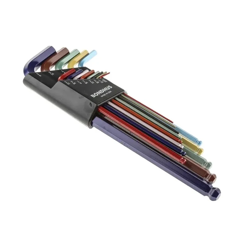 Bondhus 13 Piece L Imperial Hex Key Set, Hex Size 0.05 to 3/8 Inch, Extra Long Arm, Hex Ball End, High Torque Steel BLX13XLCG