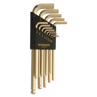 Bondhus 13 Piece L Imperial Hex Key Set, Hex Size 0.05 to 7/32 in, Long Arm, Hex Ball End, Gold Finish BLX13G
