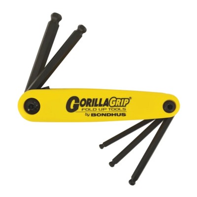 Bondhus 5 Piece Folding Imperial Hex Key Set, Hex Ball End, Sizes 3/16 to 3/8 inch BF5