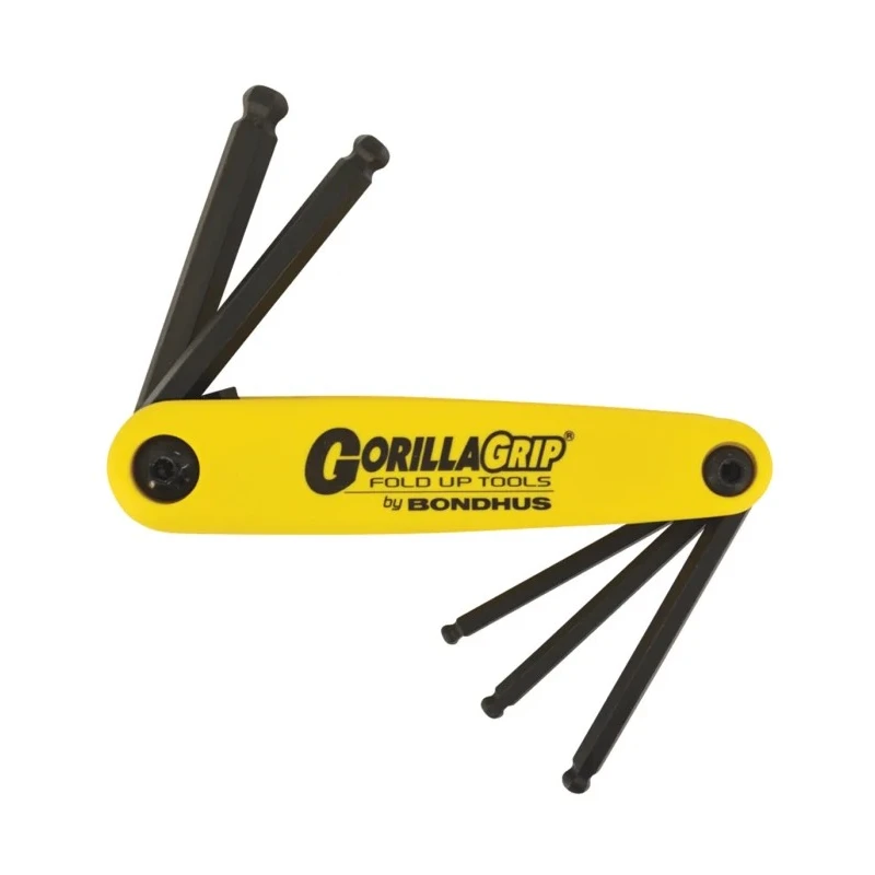 Bondhus 5 Piece Folding Imperial Hex Key Set, Hex Ball End, Sizes 3/16 to 3/8 inch BF5