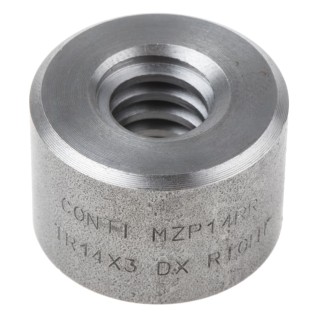 RS PRO Steel Cylindrical Round Nut For Lead Screw 3 mm Lead Size 14 mm Screw Shaft Diameter 21 mm Overall Length 862-5382