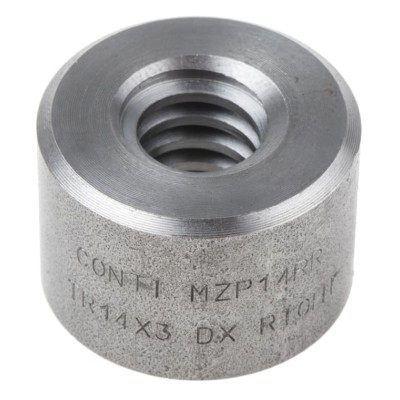 RS PRO Steel Cylindrical Round Nut For Lead Screw 3 mm Lead Size 14 mm Screw Shaft Diameter 21 mm Overall Length 862-5382