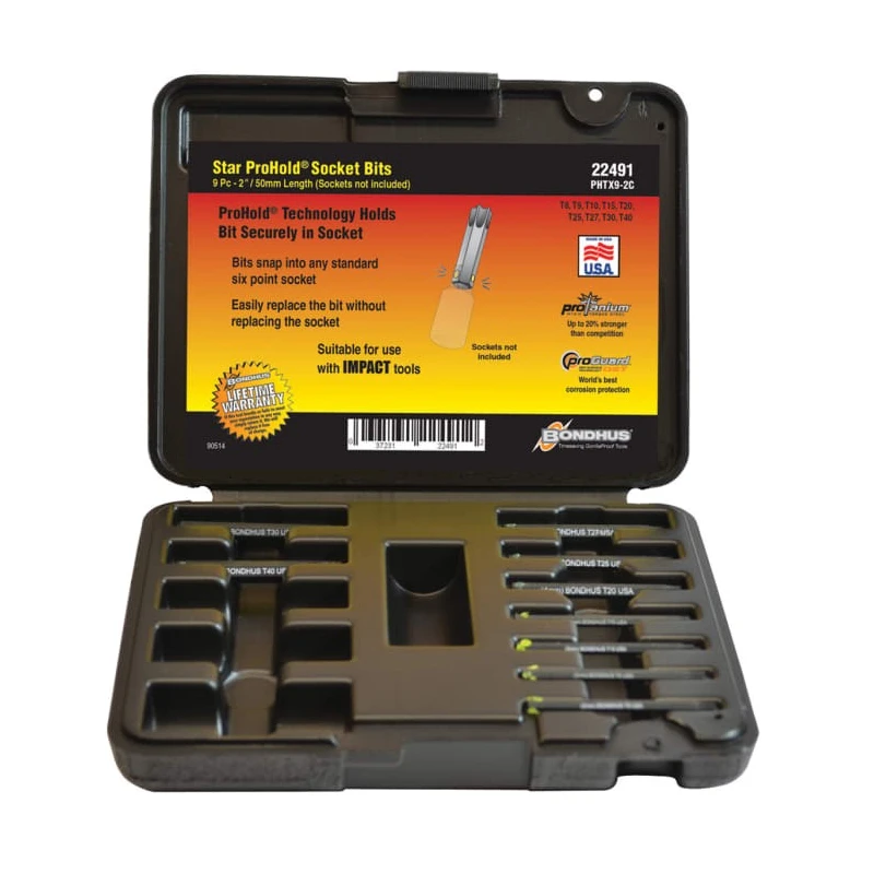 Bondhus 9-Piece Torx Key Set High Torque Steel ProGuard Finish Long and Short Arm 22491