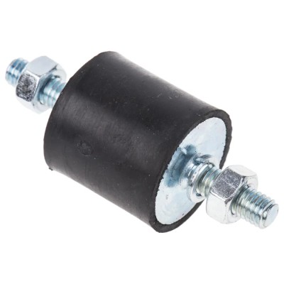 FIBET M6 x 18 mm Natural Rubber Anti-Vibration Mount Male to Male Bobbin with 55 daN Compression, 25 mm OD, 61 2525VV18-60