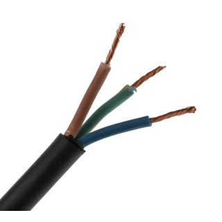 RS PRO H05RR-F 3 Core Power Cable Black 1.5mm² 300/500V 60°C, 100m Length Cable H05RR-F