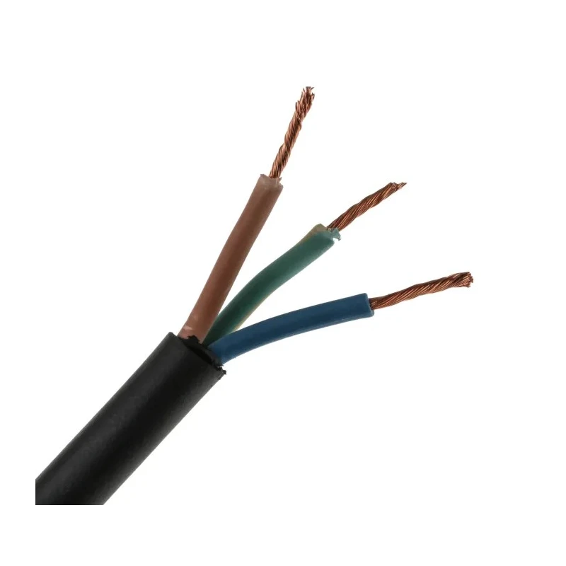 RS PRO H05RR-F 3 Core Power Cable Black 1.5mm² 300/500V 60°C, 100m Length Cable H05RR-F