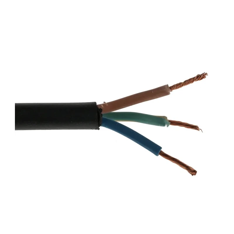 RS PRO H05RR-F 3 Core Power Cable Black 1.5mm² 300/500V 60°C, 100m Length Cable H05RR-F