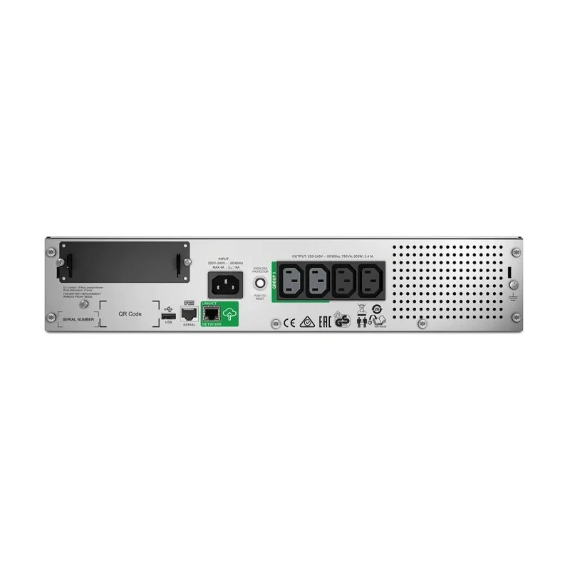 APC Line Interactive Uninterruptible Power Supply 750 VA, 500 W, Rack Mount, 160V-286V Input SMT750RMI2UC