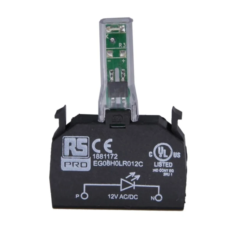 RS PRO LED Light Block Yellow Illumination 110V AC Voltage 32.4mm Length 45mm Height 188-1189