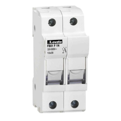 Lovato Electric 32A Rail Mount Fuse Holder for 10 x 38 mm, 2P-Pole, 690V ac FB01F1N