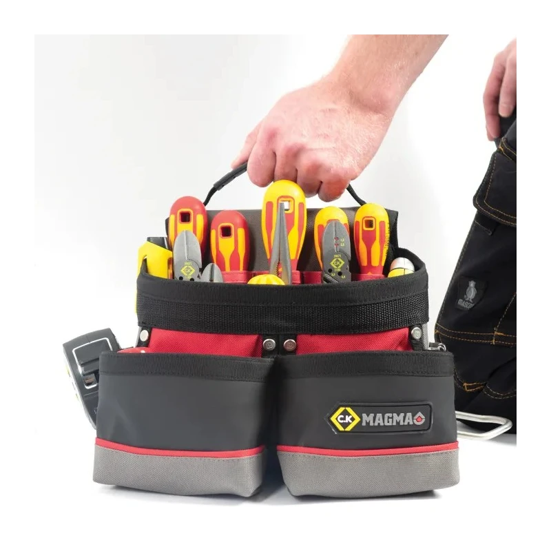 CK Polyester 10 Pocket Tool Pouch with Zipper Lock, Belt Included, Dimensions 265 x 225 x 90 mm MA2736