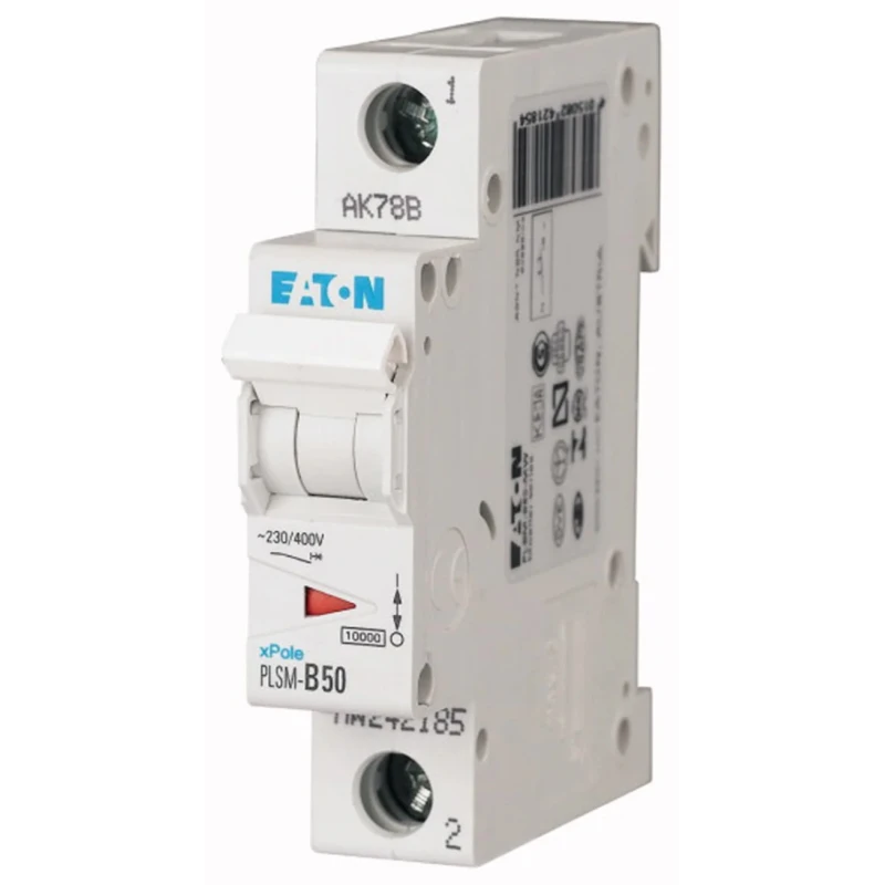 Eaton xPole Miniature Circuit Breaker 1-Pole 50A Type C 48V DC 10 kA Breaking Capacity 242211 PLSM-C50-MW