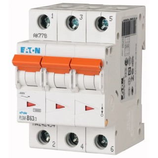 Hager xPole PL Miniature Circuit Breaker 3-Pole 63A Type C 400V AC 48V DC 10kA Breaking Capacity 242480 PLSM-C63/3-MW