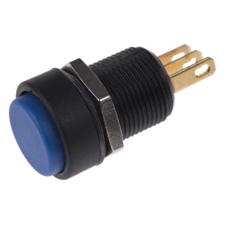 APEM IM Series Blue Round Momentary Push Button Switch, Panel Mount, 13.6 mm Cutout, SPDT 3A IP67 IMP7Z4B2234UL