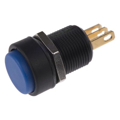 APEM IM Series Blue Round Momentary Push Button Switch, Panel Mount, 13.6 mm Cutout, SPDT 3A IP67 IMP7Z4B2234UL