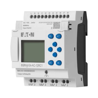 Eaton Series Control Relay with 8 Digital Inputs, 4 Digital Outputs, 100 to 240V AC/DC Supply, Ethernet, DIN Rail easyE4