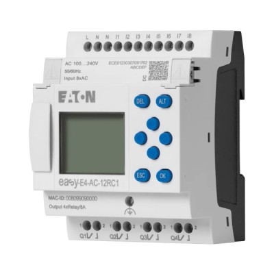 Eaton Series Control Relay with 8 Digital Inputs, 4 Digital Outputs, 100 to 240V AC/DC Supply, Ethernet, DIN Rail easyE4