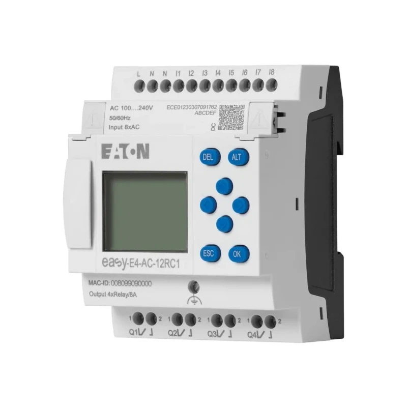 Eaton Series Control Relay with 8 Digital Inputs, 4 Digital Outputs, 100 to 240V AC/DC Supply, Ethernet, DIN Rail easyE4