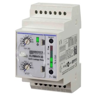 Broyce Control Earth Leakage Relay Frequency Range 50 to 400 Hz, 30A Leakage, SPDT SPNO Output ELRM44V-30 12-125V DC