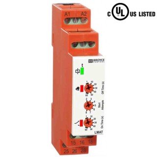 Broyce Control LMAT Series DIN Rail Timer Relay 1-Contact 12 to 48 V AC/DC 250V 8A SPDT 1 to 60 s LMAT 12-48V AC/DC