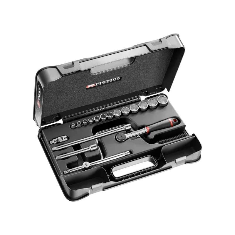 Facom 19-Piece 3/8 in 12 Point Chrome Vanadium Steel Socket Set J.161-3P12U