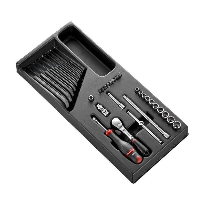 Facom 36-Piece 1/4 in 6 Point Socket Set Bright Chrome Chrome Vanadium Steel MOD.RL161-26