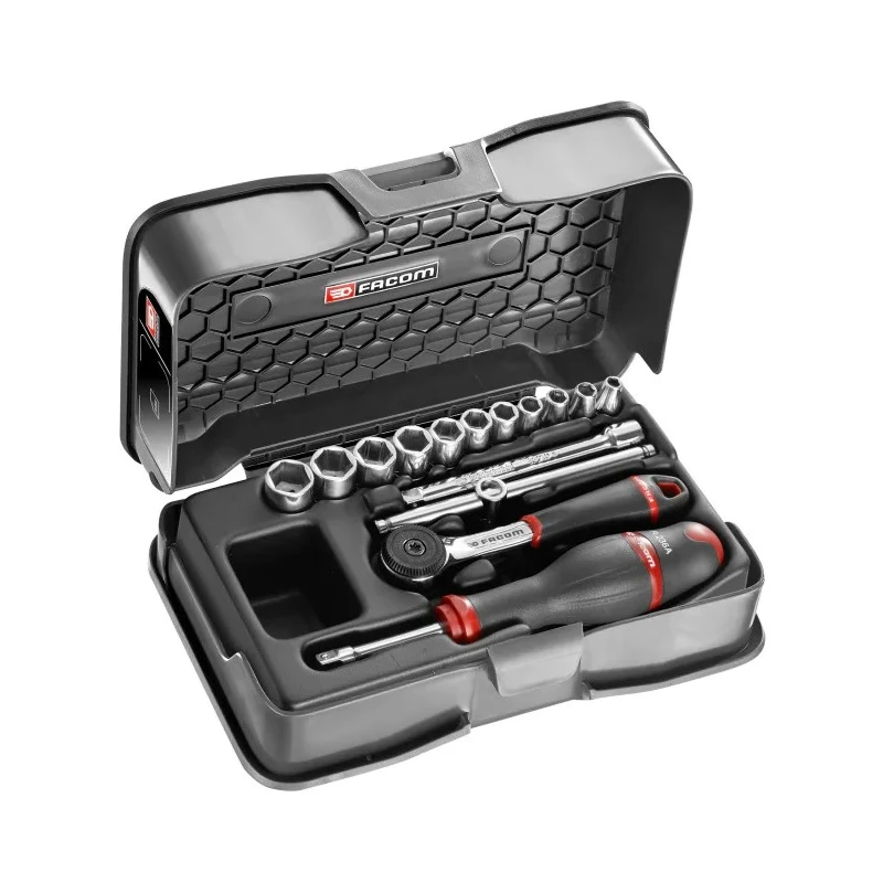 Facom 15-Piece 1/4 in Drive 6 Point Socket Set Chrome Vanadium Steel R.161-2P6